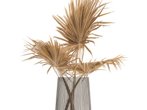 floral bouquet of dry palm leaves in a vase 133 Modello 3D