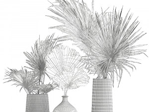 floral bouquet of dry palm leaves in a vase 133 Modello 3D