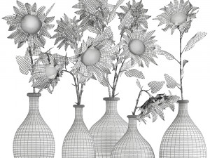 flower bouquet of sunflowers in a clay vase 132 Modelo 3D