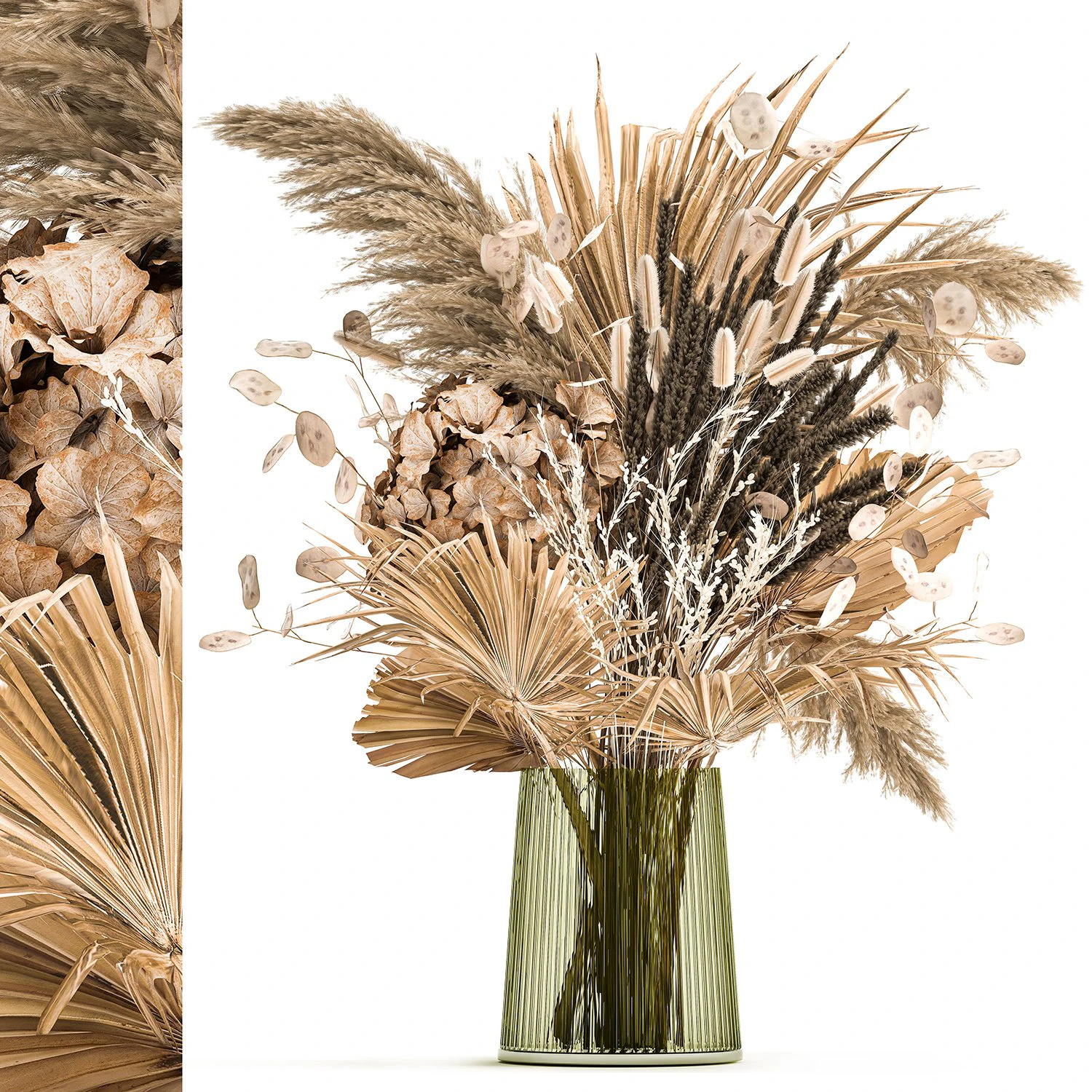 bouquet of dried flowers in a glass vase 134 3D Model .c4d .max .obj .3ds .fbx .stl .blend