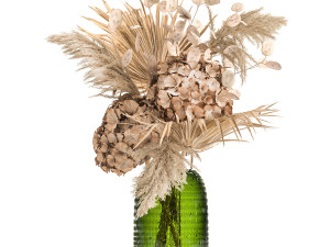 bouquet of dried flowers in a glass vase 135 3D Model