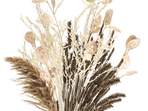bouquet of dried flowers in a glass vase 135 3D Model