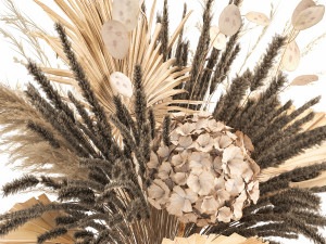 bouquet of dried flowers in a glass vase 136 3D Модель
