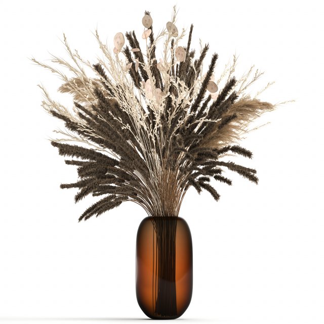 bouquet of dried flowers in a glass vase 137 3D मॉडल .c4d .max .obj .3ds .fbx .stl .blend 