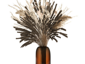 bouquet of dried flowers in a glass vase 137 3D 모델