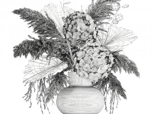 bouquet of dry flowers in a glass vase 138 3D मॉडल
