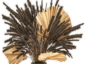 bouquet of dried flowers in a glass vase 139 3D Model