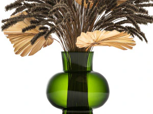 bouquet of dried flowers in a glass vase 139 3D Model