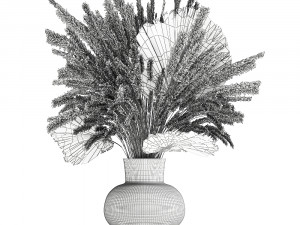bouquet of dried flowers in a glass vase 139 3D मॉडल