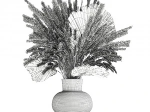 bouquet of dried flowers in a glass vase 139 3D Model