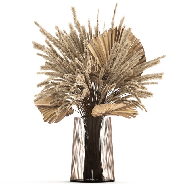bouquet of dried flowers in a glass vase 141 3D Model .c4d .max .obj .3ds .fbx .stl .blend