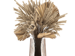 bouquet of dried flowers in a glass vase 141 3D 모델