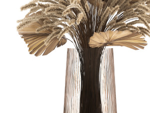 bouquet of dried flowers in a glass vase 141 3D Model