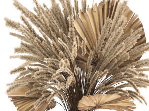 bouquet of dried flowers in a glass vase 141 3D Model