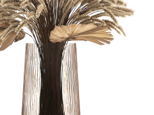 bouquet of dried flowers in a glass vase 141 3D Model