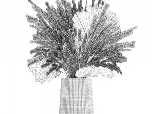 bouquet of dried flowers in a glass vase 141 3D Model
