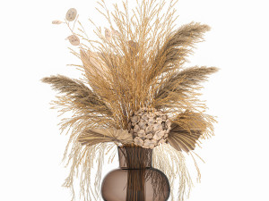 bouquet of dry flowers in a glass vase 142 3D 모델