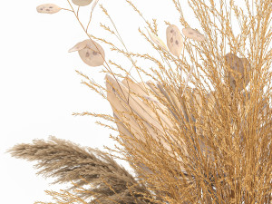 bouquet of dry flowers in a glass vase 142 3D Model