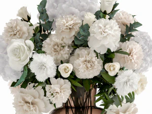 decorative bouquet of white flowers in a vase for decor 143 3D Model