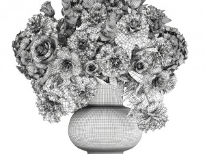 decorative bouquet of white flowers in a vase for decor 143 Model 3D