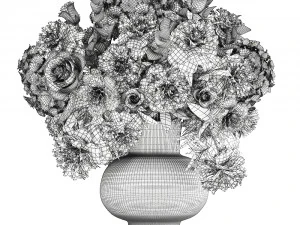 decorative bouquet of white flowers in a vase for decor 143 3D Model