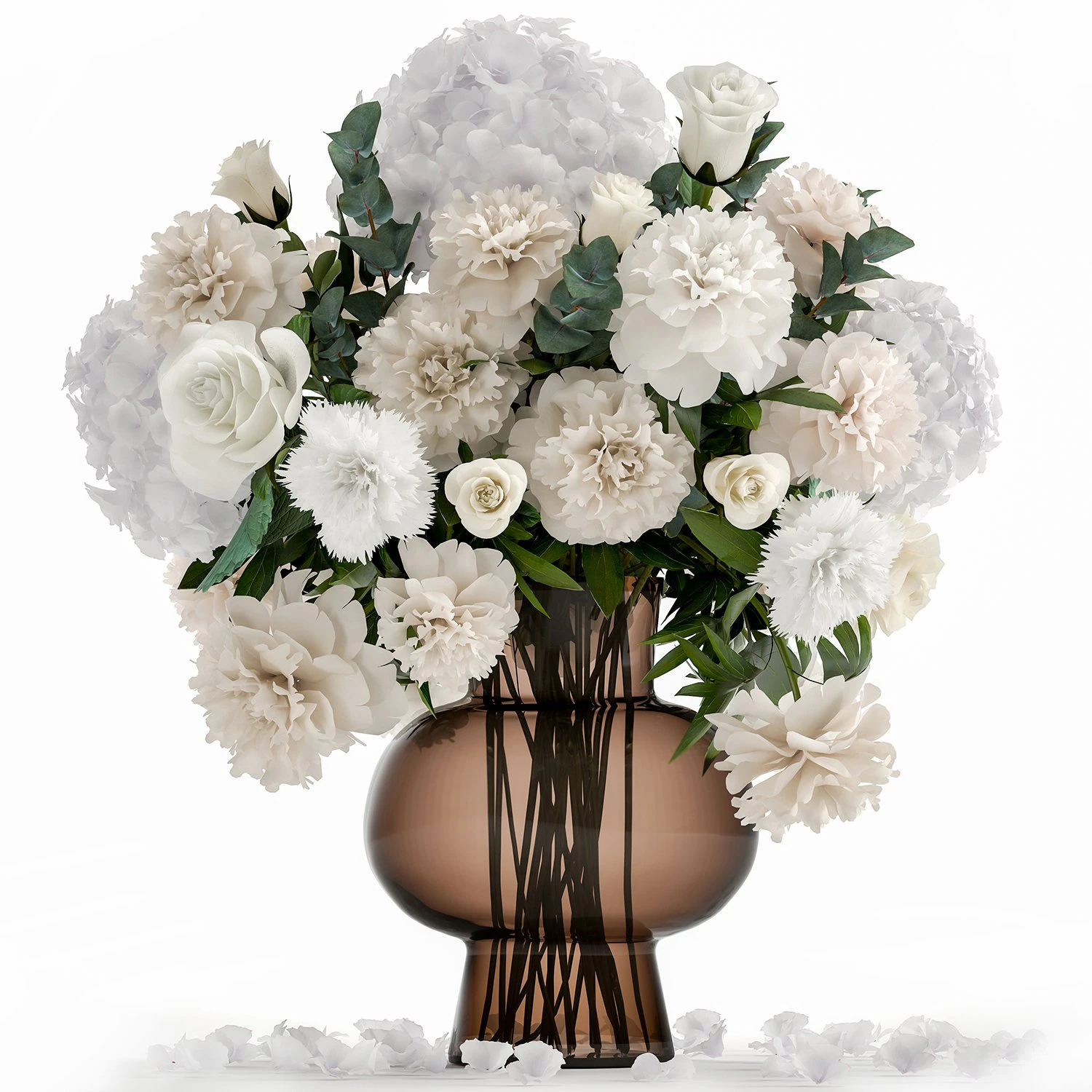 decorative bouquet of white flowers in a vase for decor 143 3D Model .c4d .max .obj .3ds .fbx .stl .blend 
