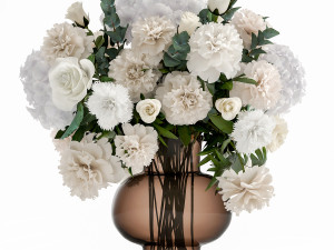 decorative bouquet of white flowers in a vase for decor 143 3D Model