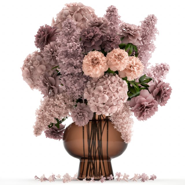 decorative bouquet of flowers in a vase for decor 144 Modelo 3D .c4d .max .obj .3ds .fbx .stl .blend 
