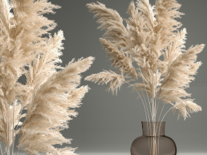 bouquet of dried white reeds in a vase 145 Modelo 3D