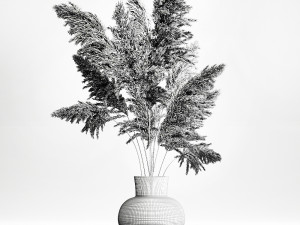 bouquet of dried white reeds in a vase 145 Modelo 3D