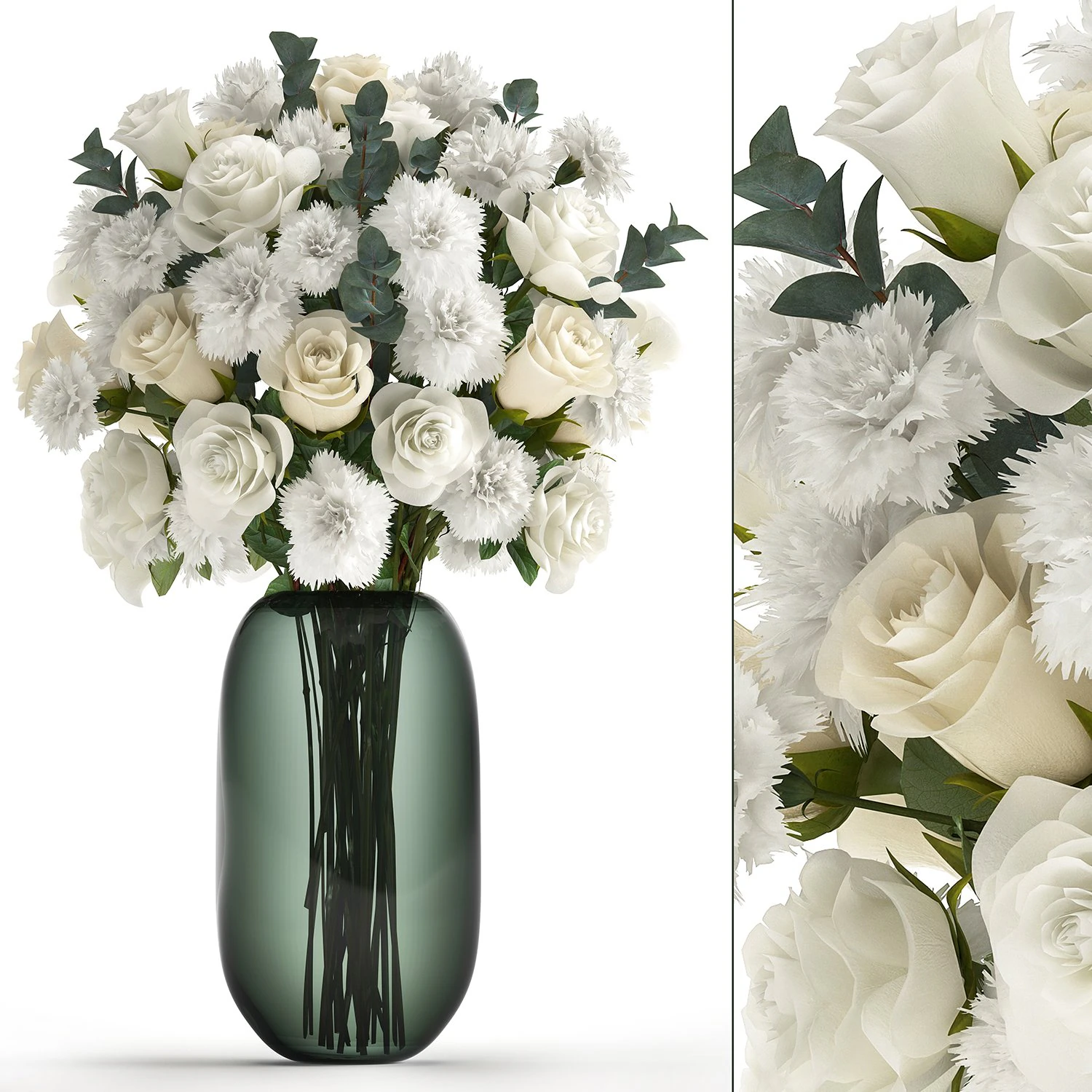 bouquet of white flowers in a vase for decor 147 3D Model .c4d .max .obj .3ds .fbx .stl .blend 