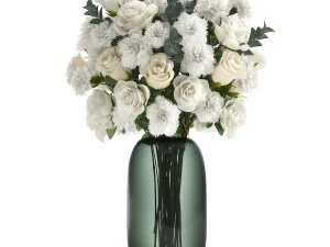 bouquet of white flowers in a vase for decor 147 3D Model