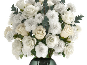 bouquet of white flowers in a vase for decor 147 3D मॉडल