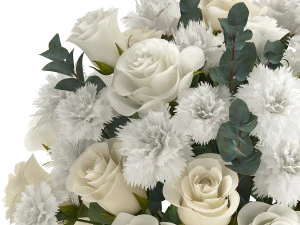 bouquet of white flowers in a vase for decor 147 3D Model