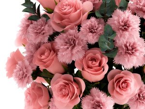 bouquet of pink flowers in a vase for decor 148 Modello 3D