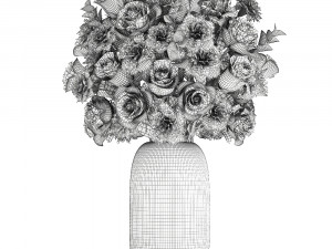 bouquet of pink flowers in a vase for decor 148 Modello 3D