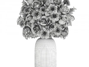 bouquet of pink flowers in a vase for decor 148 3D Model