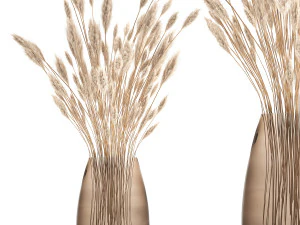 bouquet of dried white reeds in a vase 149 3D Model