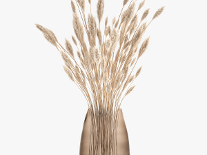 bouquet of dried white reeds in a vase 149 3D Модель