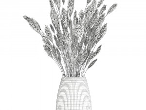 bouquet of dried white reeds in a vase 149 3D Модель