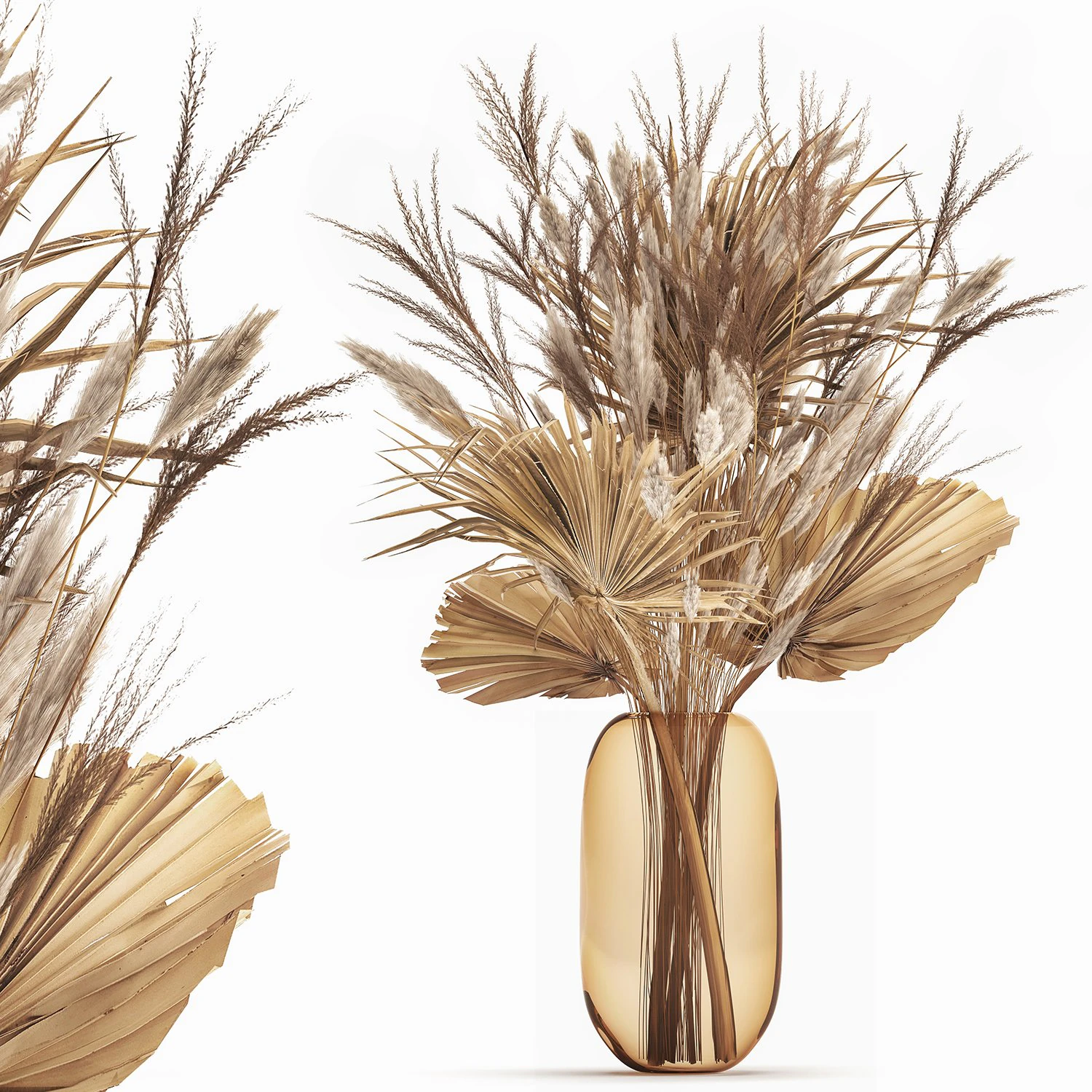 bouquet of dried flowers in a glass vase 150 3D Model .c4d .max .obj .3ds .fbx .stl .blend 