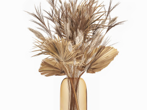 bouquet of dried flowers in a glass vase 150 Modelo 3D