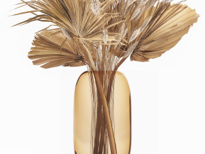 bouquet of dried flowers in a glass vase 150 Modelo 3D