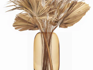 bouquet of dried flowers in a glass vase 150 3D Model