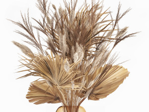 bouquet of dried flowers in a glass vase 150 Modelo 3D
