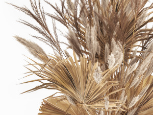 bouquet of dried flowers in a glass vase 150 Modelo 3D
