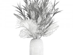 bouquet of dried flowers in a glass vase 150 Modelo 3D