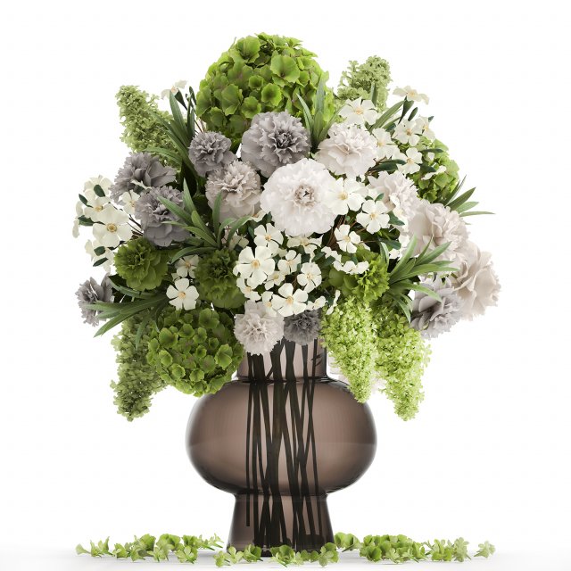 decorative bouquet of green flowers in a vase for decor 151 3D Model .c4d .max .obj .3ds .fbx .stl .blend 