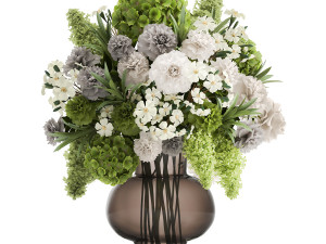 decorative bouquet of green flowers in a vase for decor 151 3D 모델