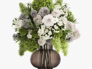 decorative bouquet of green flowers in a vase for decor 151 3D Model